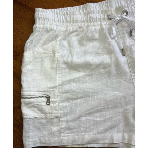 NWT DKNY Linen Blend Cargo Shorts, White, size 1X, Plus Size, Pull-On Drawstring - Picture 4 of 15